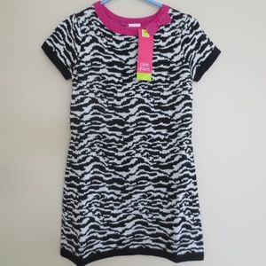 3T OKIE DOKIE Short-Sleeve Zebra Sweater Dress